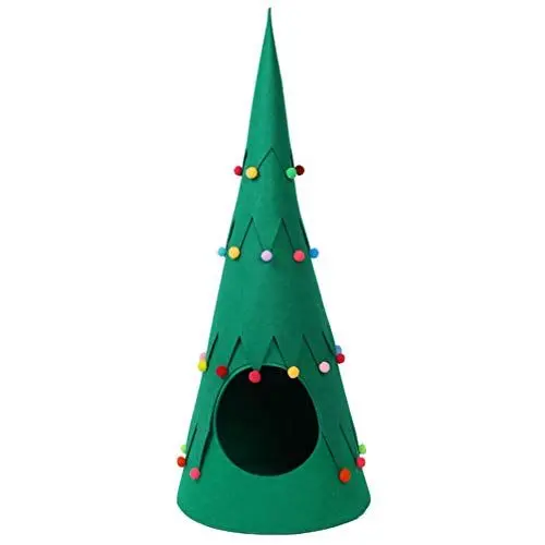 Produktbild: 1 Stk Weihnachtsbaum Katzenstreu Welpenkäfig Winterliche Katzenhöhle Warme Katzenhütte Urlaub Katzenbett Schlafbett Für Katzen Weihnachtshaustiernest Hund Zelt Waschbar Filzstoff