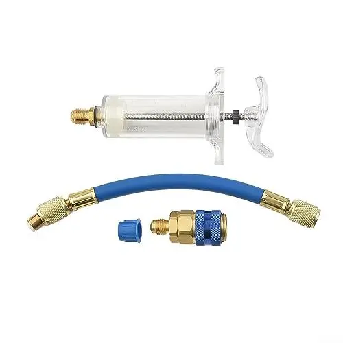 Produktbild: 1 Stück A/C Öl und Farbstoff Injektor 30ML Mit R-134a Snap Schnellkupplung 1/4 Zoll SAE für Handdrehpumpe Öleinspritzung Auto Klimaanlage A/C Adapter