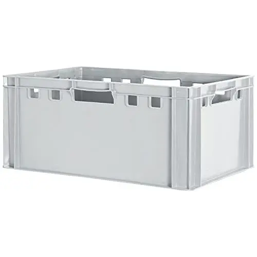 Produktbild: 1 Stück E3 Fleischkiste Kiste Eurobox Lebensmittelecht Metzgerkiste Box Aufbewahrungsbox Kunststoff Wanne Plastik Stapelbar Lagerkiste 60 x 40 Grau Kingpower
