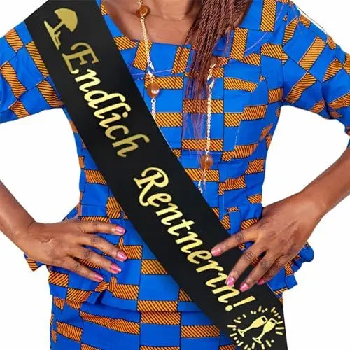 Produktbild: 1 Stück Ruhestand Schärpe, Party Dekoration, Schwarz Gold Deko Schärpe, Pensionierung Party Deko, Rentner Deko für Frauen,Mummy, Daddy(Schwarz Gold)