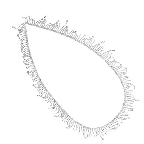 Produktbild: 1 Yard Strass-Fransen, Glänzend, Langlebig, Umweltfreundlich, Weit Verbreitet Zum Nähen, Dekorieren, Scrapbooking, Basteln (Runder Diamant-Anhänger, dünne Quastenkette)