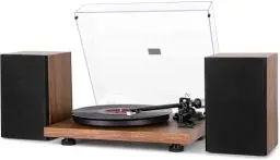 Produktbild: 1 by ONE HiFi Bluetooth Plattenspieler mit USB-Anschluss MM System 33/45 U/min Auto-Stopp und Phono-Vorverstärker Riemenantrieb Vinyl Record Player mit 2 Lautsprechern