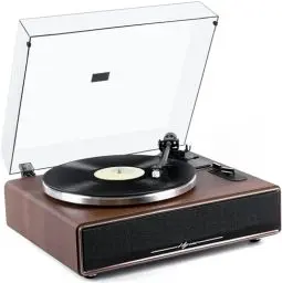 Produktbild: 1 by ONE Plattenspieler mit Integrierten Lautsprechern Bluetooth 33/45 U/min Riemenantrieb MM Vinyl Record Player mit Auto-Stopp Funktion Phono-Vorverstärker