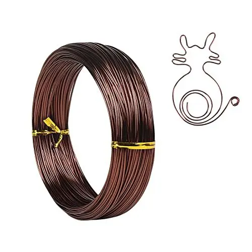 Produktbild: Tenn Well 1 mm 51m Basteldraht Aluminiumdraht Modellierdraht für Bastelarbeiten, Skelett, Blumenherstellung, Schmuckherstellung, Drahtweben und Umwickeln (Bronzefarben)