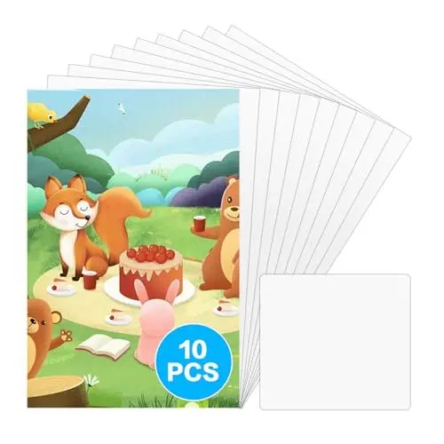 Produktbild: 10 Blatt Schrumpffolie zum Bemalen, A4 Schrumpffolien Set,Schrumpffolie Set Schlüsselanhänger Schrumpffolienplatten für DIY Basteln Schmuck Anhänger, Shrink Plastic Shrinking Paper,mit 1 Acrylplatte