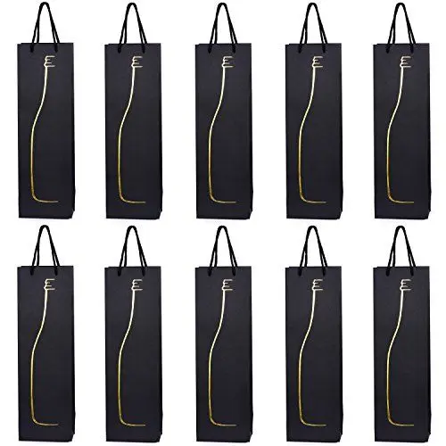 Produktbild: 10 Flaschentüten Geschenktüten für Wein Prosecco und Champagner 40 x 12 x 9 cm Flaschen Silhouette
