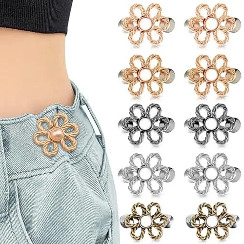 Produktbild: 10 Knöpfe Hosen Enger Machen Hosenclip Verstellbare Hose Taille Tightener Waist Clip Taillenschnallen Zum Festziehen des Hosenbunds für Hosen, Röcke und mehr