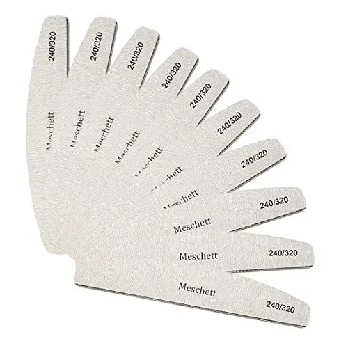 Produktbild: 10 PCS Half Moon Nagelfeilen,240/320 Professionelle Körnung Nagelfeile Wiederverwendbare doppelseitige Schmirgelplatten Nagelfeile Maniküre-Werkzeuge für Acryl-, Natur-, Gelnägel