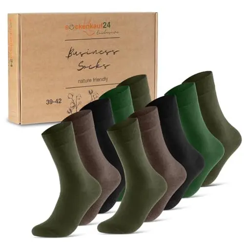 Produktbild: 10 Paar Socken Herren 43-46 Grün Braun Baumwolle Business Socken Atmungsaktive Herrensocken (Grün Braun Schwarz 43-46)