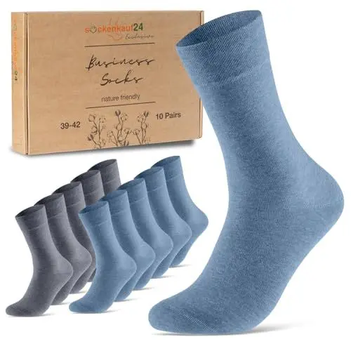 Produktbild: 10 Paar Socken Damen 35-38 Blau Baumwolle Business Socken Atmungsaktive Damensocken (Jeansblau 35-38)
