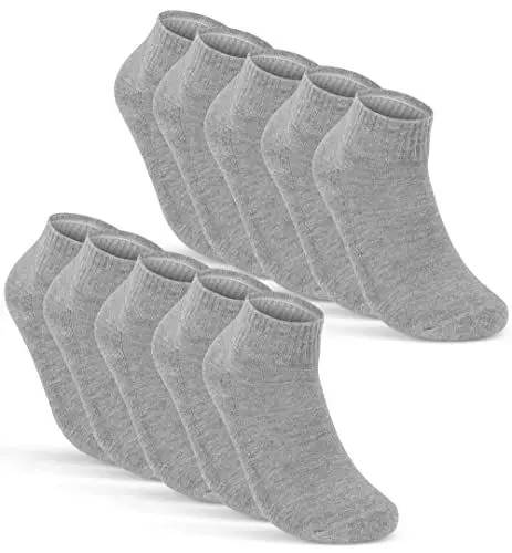Produktbild: 10 Paar Sneaker Socken Herren Grau Quarter Sportsocken Damen Gepolstert Frotteesohle Atmungsaktiv Baumwolle 16200 WP (39-42 Grau)