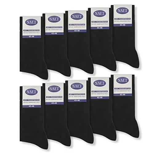 Produktbild: 10 Paar Socken 100% Baumwolle Herren Damen Komfortbund ohne Naht 10600 WP (Schwarz 39-42)