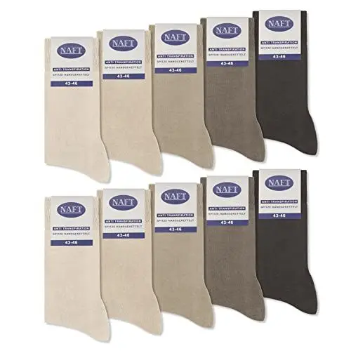 Produktbild: 10 Paar Socken 100% Baumwolle Herren Komfortbund ohne Naht 10600 WP (Beige Braun 43-46)
