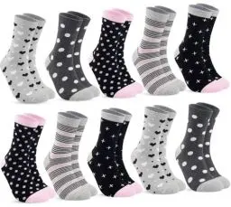 Produktbild: 10 Paar Socken Damen 35-38, Strümpfe damen Baumwolle Lange Ringelsocken, Bunte Damensocken Baumwollsocken Mädchen mit Streifen Punkte