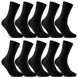 Produktbild: 10 Paar Socken Herren Damen Schwarz Business Socken Baumwolle 70201T (Schwarz 43-46)