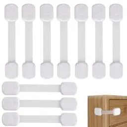 Produktbild: 10 Pcs Kindersicherung Schrank Schubladen, Kindersicherung Schubladensicherung Verstellbare Schrankschloss Türsicherung, Einfache Anwendung Und Ohne Bohren, Weiß