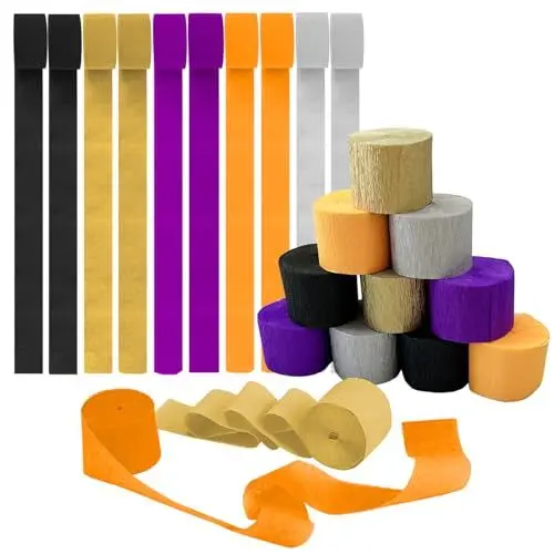 Produktbild: 10 Rollen Krepppapier-Bastelschlangen zum Aufhängen, Regenbogen-Krepppapier, Luftschlangen, Halloween-Krepppapier, Luftschlangen, Luftschlangen, Vorhang, Hintergrund, hängende Quasten für Festival,