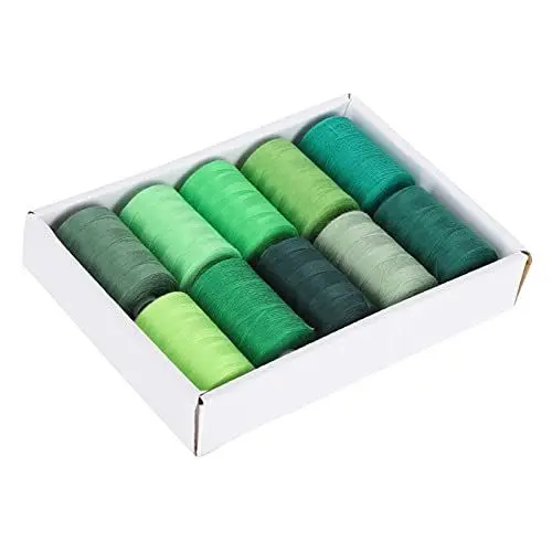 Produktbild: 10 Rollen Polyester Nähmaschine Garn Grün Set 1000 Yards Per Spool Nähgarn Set Zubehör für Haushalt DIY Maschine