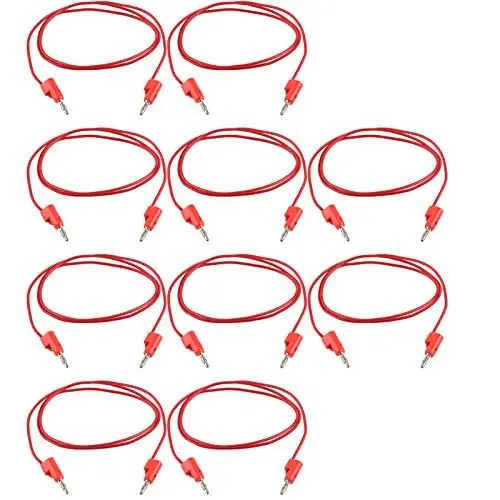 Produktbild: 10 Satz Bananenstecker-Messleitungen, PA-Kunststoff, Hohe Wärmeleitfähigkeit, Stecker auf Stecker, PVC-Mantel, Messing-Kontaktkern J.70006, 4 Mm, für Stromprüfungen (Rot)