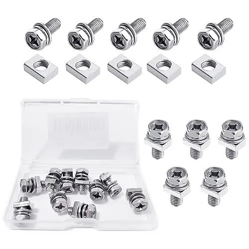 Produktbild: 10 Sets Motorrad Batterie Schrauben und Muttern,Hexagon Maschinenschraube für ATV Fahrzeug, Roller, Motorrad, Quad Bike M6x14mm,304 Edelstahl (Silber)