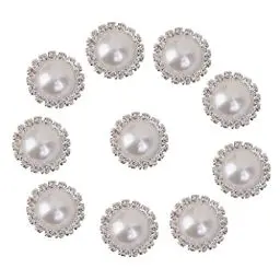 Produktbild: 10 Stk. Kristall Perlen Knöpfe Schaft Dekoration DIY 21mm Weiß