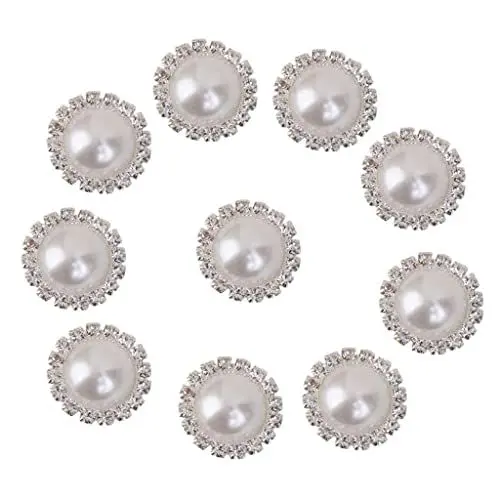 Produktbild: 10 Stk. Kristall Perlen Knöpfe Schaft Dekoration DIY 21mm Weiß