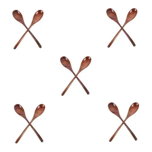 Produktbild: 10 Stk Salatrührgabel aus Holz Servierlöffel Holzlöffelset küchenutensilien Rustikale Holzlöffel Naturholzlöffel Salatlöffel Honiglöffel aus Holz Suppenlöffel aus Holz Brown iplusmile