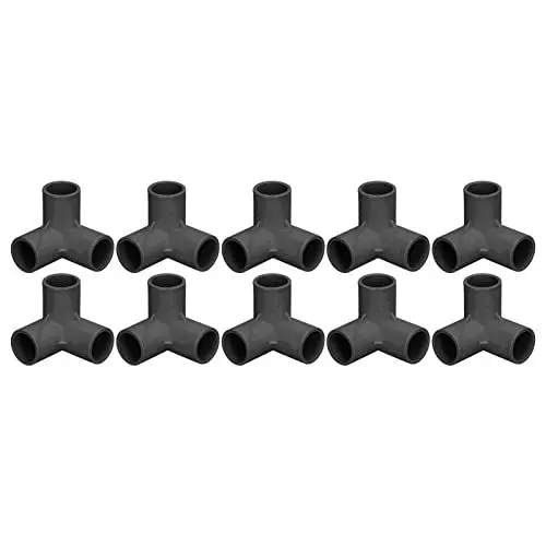 Produktbild: 10 Stück 3-Wege-PVC-Armaturen, 25 Mm Winkel-Eckverbinder, T-Stück, PVC-Rohrverbinder für DIY-Gewächshaus-Gartenstrukturen (BLACK)