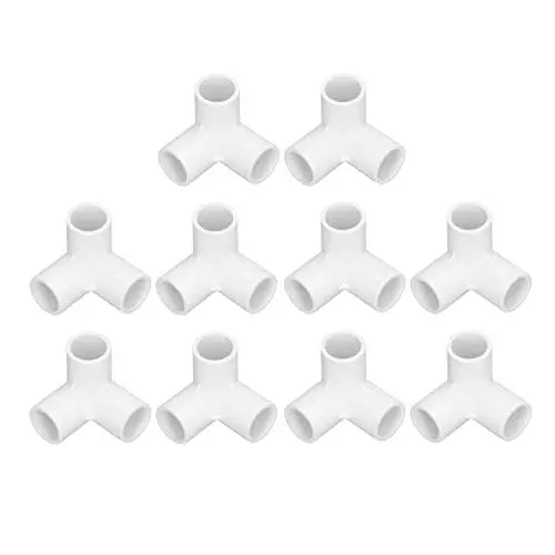Produktbild: 10 Stück 3-Wege Rohrverschraubungen Rohrverbinder aus PVC-Kunststoff, 90-Grad-Bogen, Rechtwinklig, T-Stück, Eckverbinder, 20 Mm Innendurchmesser, für Wasserleitungen, Möbel, Gewächshaus(Weiß)