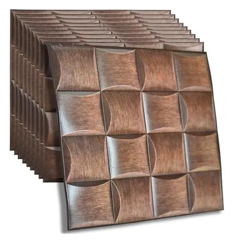Produktbild: 10 Stück 3d wandpaneele selbstklebend 30 × 30 cm Wandplatte aus rotem Ziegel Wasserdicht PVC Wandverkleidung Steinoptik für Wohnzimmer Schlafzimmer,wandpaneele selbstklebend küche. (Imitation wood)