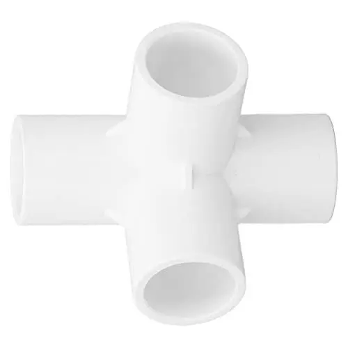 Produktbild: 10 Stück 4-Wege-PVC-Rohrverschraubung Winkelrohrverbinder Conner Fittings 25 Mm 0,98 Zoll Outlet Set Kit für DIY Wasserleitungen Möbel Gewächshaus Zelt(Weiß)