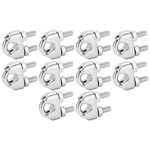 Produktbild: 10 Stück 5/16 Zoll M8 Edelstahl-Drahtseil-Kabelklemmenklemme U-Bolzen Sattelbefestigung, Set Zur Befestigung von Terrassenmöbeln, Markisen mit Edelstahlmaterial