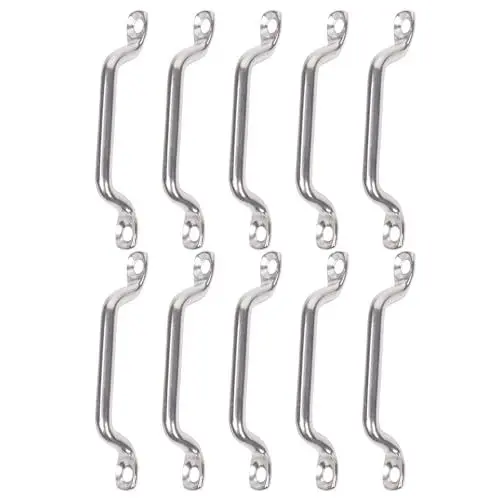 Produktbild: 10 Stück Befestigungshaken,304 Edelstahl Riemenkrampen 5 mm Schraublöcher Augplatte Riemenbügel Marine Hardware Decksplatte Augplatten Kit Zur Befestigung