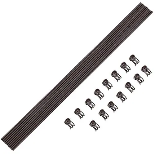 Produktbild: 10 Stück Biegbare Metall-Pflanzenstäbe, Biegbare, Kunststoffbeschichtete Metallstahl-Gartenpflanzenstütze, Hochwertige Draht-Pflanzenstütze mit 15 Stück Clips für Topfpflanzen