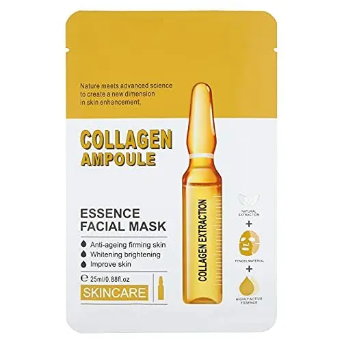 Produktbild: Sonew 10 Stück Collagen Gesichtsmaske, Feuchtigkeitsspendende Feuchtigkeitsspendende Nährende Gesichtsmaske, Collagen Essenz Blattmaske Gesichtshaut Erfrischende Collagenpapiermaske