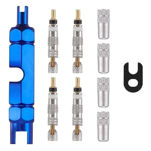 Produktbild: 10 Stück Fahrradventil Adapter Französisches Ventil Sclaverandventil Ersatz Presta Ventileinsatz Ventilkappen Fahrrad Ventil Adapter mit Ventileinsatzentfernungswerkzeug zur Fahrradreparatur