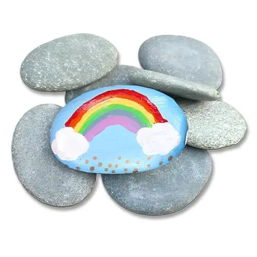 Produktbild: 10 Stück Flache Steine zum Bemalen Groß, 5-7,5cm Glatte Flach Kieselsteine Grey Malsteine Strand Kiesel Handverlesene Naturstein Dekosteine Flusskiesel Aquarien Deko-Steine