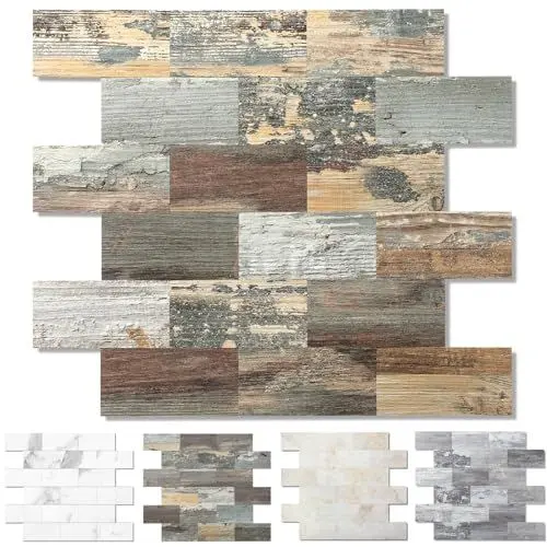 Produktbild: 10 Stück Fliesenrückwand zum Abziehen und Aufkleben, 29,5 x 29,5 cm, PVC-Wandfliesen, zum Aufkleben auf Backsplash für Küche, Badezimmer, Fliesen, Kamindekoration, Wäschetisch, Treppenaufkleber in