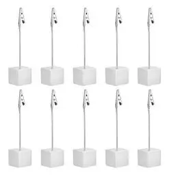Produktbild: 10 Stück Fotohalter Tischkartenhalter mit Krokodilklemme Holzsockel, Holz Fotoständer Memo Clip Halter Fotoclip Halte Kartenhalter für Bilder Karten Papier Foto Büro Hochzeit Party Dekoration