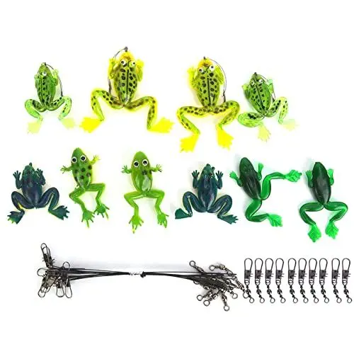 Produktbild: 10 Stück Froschköder Angelhaken Froschköder + Anti-Biss-Draht + Anschlüsse Angelzubehör-Set