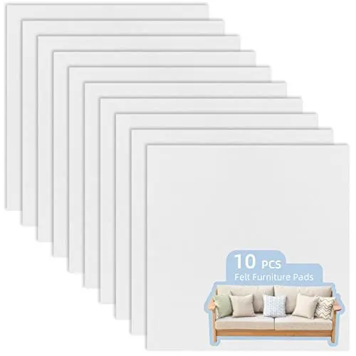 Produktbild: 10 Stück Große Möbel Filzgleiter Selbstklebend, Filzgleiter zum Zuschneiden Filzmatte Selbstklebend 3mm, Filzkleber für Stühle, Möbelgleiter für Schwere Möbel (20×20cm, Weiß)