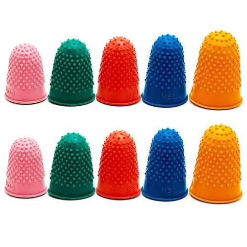 Produktbild: 10 Stück Gummi Fingerhut zum Schutz der Fingerspitzen (5 Größen)