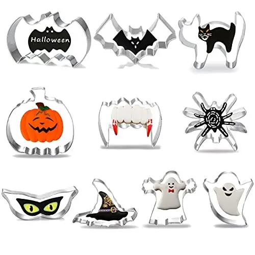 Produktbild: 通用 10 Stück Halloween Ausstecher Set, Keksausstecher Plätzchenformen Edelstahl Cookie Cutter Halloween