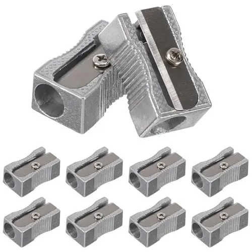 Produktbild: 10 Stück Handheld Metall-bleistiftspitzer: Spitzer Metall ein Loch Anspitzer Tragbarer Mini-bleistiftspitzer Metallkeil-anspitzer für Schulen Büros Art