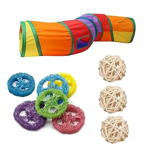 Produktbild: 10 Stück Haustier Spielzeug Kleintier，Katzentunnelröhre，Faltbare Katzen Tunnel Katze Spielzeug interaktive，Faltbarer Kaninchentunnel, Kaninchen Zwerg Meerschweinchen Welpen Crinkle zusammenklappbar