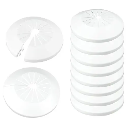 Produktbild: 10 Stück Heizungsrohr Rosette Rohrabdeckung, Rohrabdeckungen Heizkörper Weiß, Abdeckung für 10-25mm Durchmesser Rohre Abdeckung, für Heizungsrohre, Warm und Kaltwasserrohre, Abflussrohre