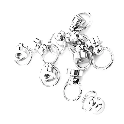 Produktbild: 10 Stück Hochwertige Nieten aus Messing mit Schraubverschluss, Runder Ringkopf für Lederhandwerk, Handtaschen, Gürtel und Kleidungsherstellung