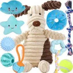 Produktbild: 10 Stück Welpen Spielzeug Set - Plüsch Hundespielzeug mit Quietscher, Kauspielzeug & Ball für Kleine Hunde - Zahnpflege Welpenspielzeug & Zubehör für Junghunde