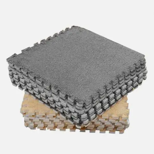 Produktbild: 10 Stück Ineinandergreifende Plüsch Teppichfliesen, 30 x 30cm Ineinandergreifende Teppichfliesen rutschfeste Schaumstoff Bodenfliesen für Zuhause, Kinderzimmer, Schlafzimmer