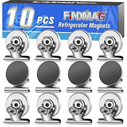 Produktbild: 10 Stück Kühlschrankmagnete, Silber Kratzfreie Magnete mit Klammer, Whiteboard Magnete für Magnettafel, Magneten Starker Halt, Starke Magnete für Glasmagnettafel, Fotomagnete für Schule Haushalt Büro